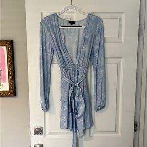 Blue Floral Long Sleeve Dress